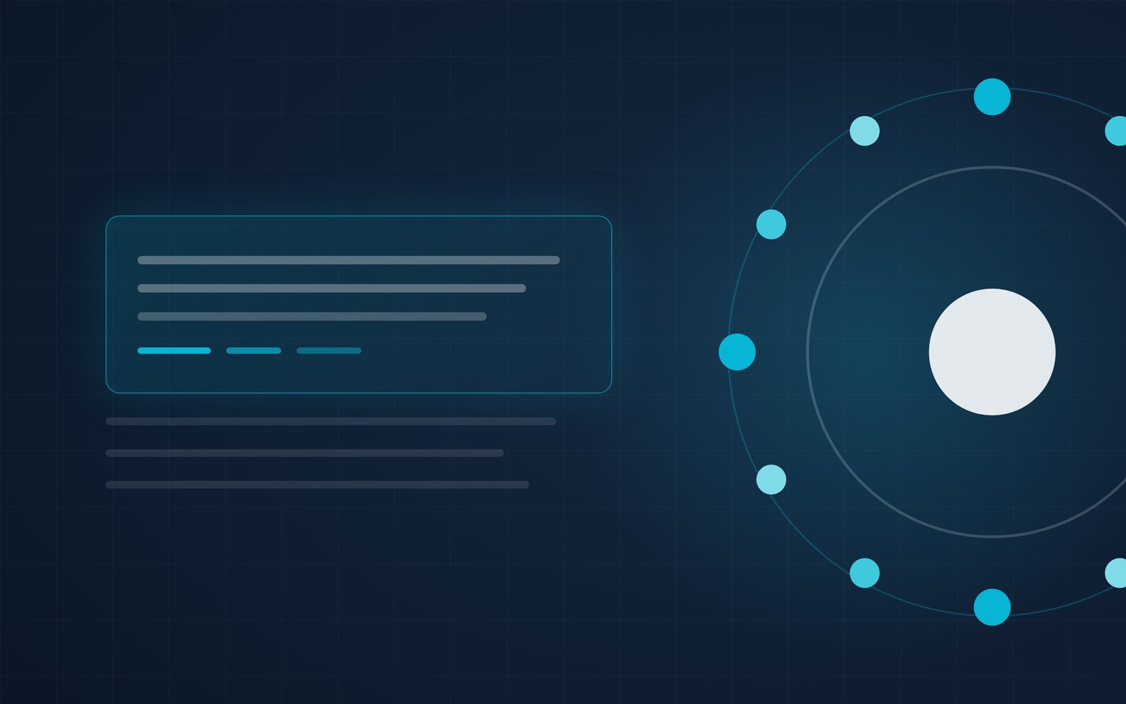 Aurora's twelve-dot ring on a navy background, a symbol of Google's answer block choosing its sources